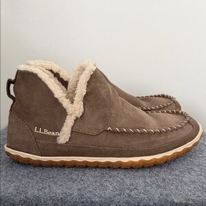 L.L. Bean Tan Suede Moccasins with Plush Lining